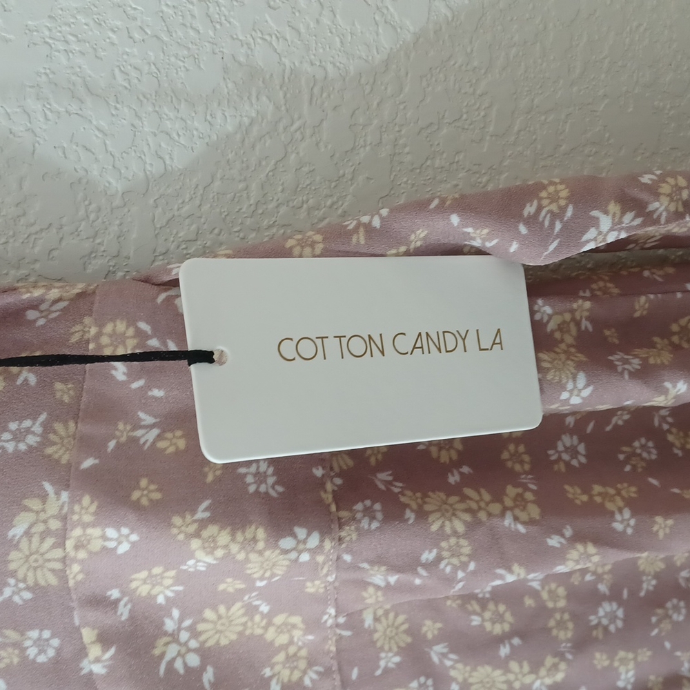 New Cotton Candy LA pink floral jumpsuit size large - Picture 4 of 9